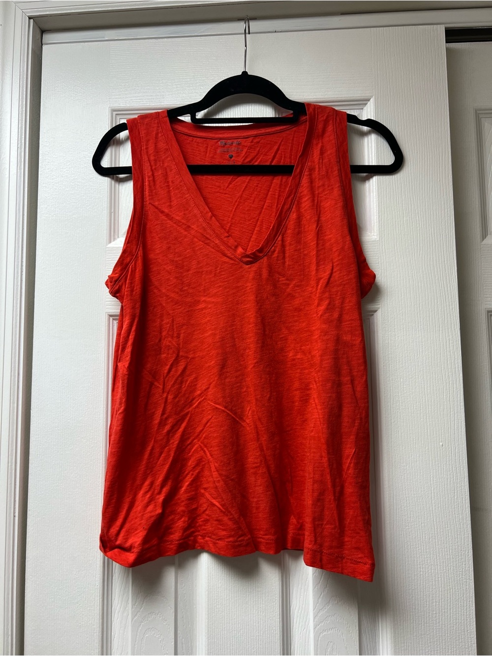 Madewell Red Sleeveless V-Neck Tank Top